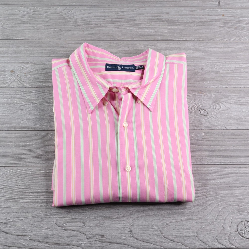 Ralph Lauren Shirt Men's Size 3XLT Pastel Striped Easter Button Down Long Sleeve